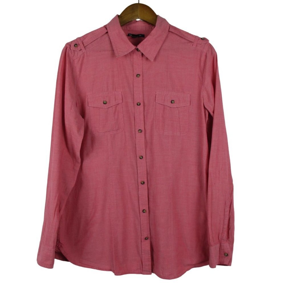 Gap Essential Button Down Contemporary Cotton Top Blouse Size L